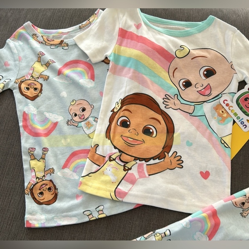Cocomelon JJ & Friends Rainbow Pajama Set 4pc NWT Toddler 4T - Picture 3 of 5